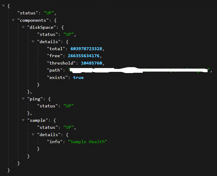 Sample Health Endpoint Output